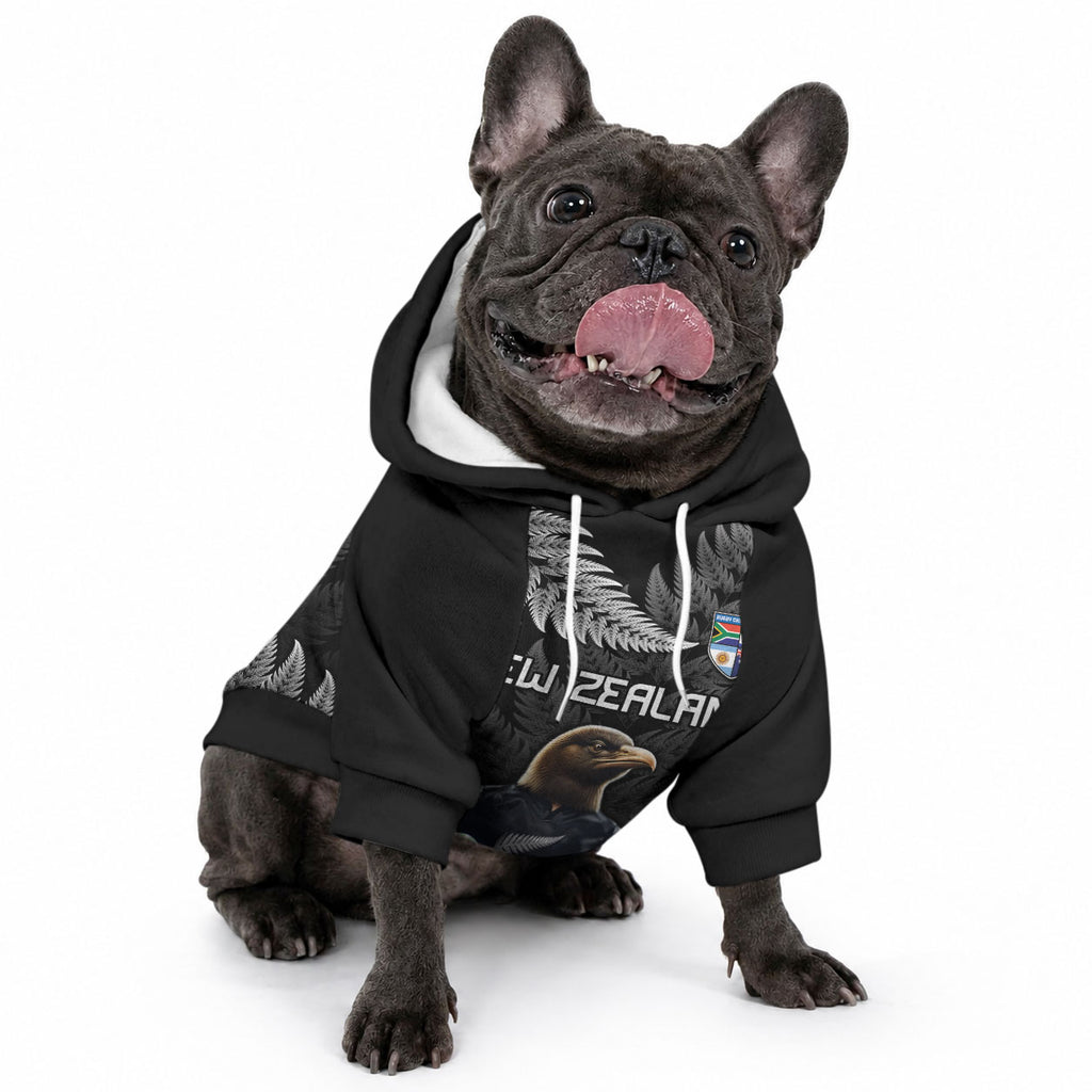 New Zealand Maori Rugby Custom Pet Hoodie Glory Be To Black Silver-fern