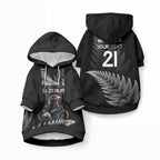 New Zealand Maori Rugby Custom Pet Hoodie Glory Be To Black Silver-fern