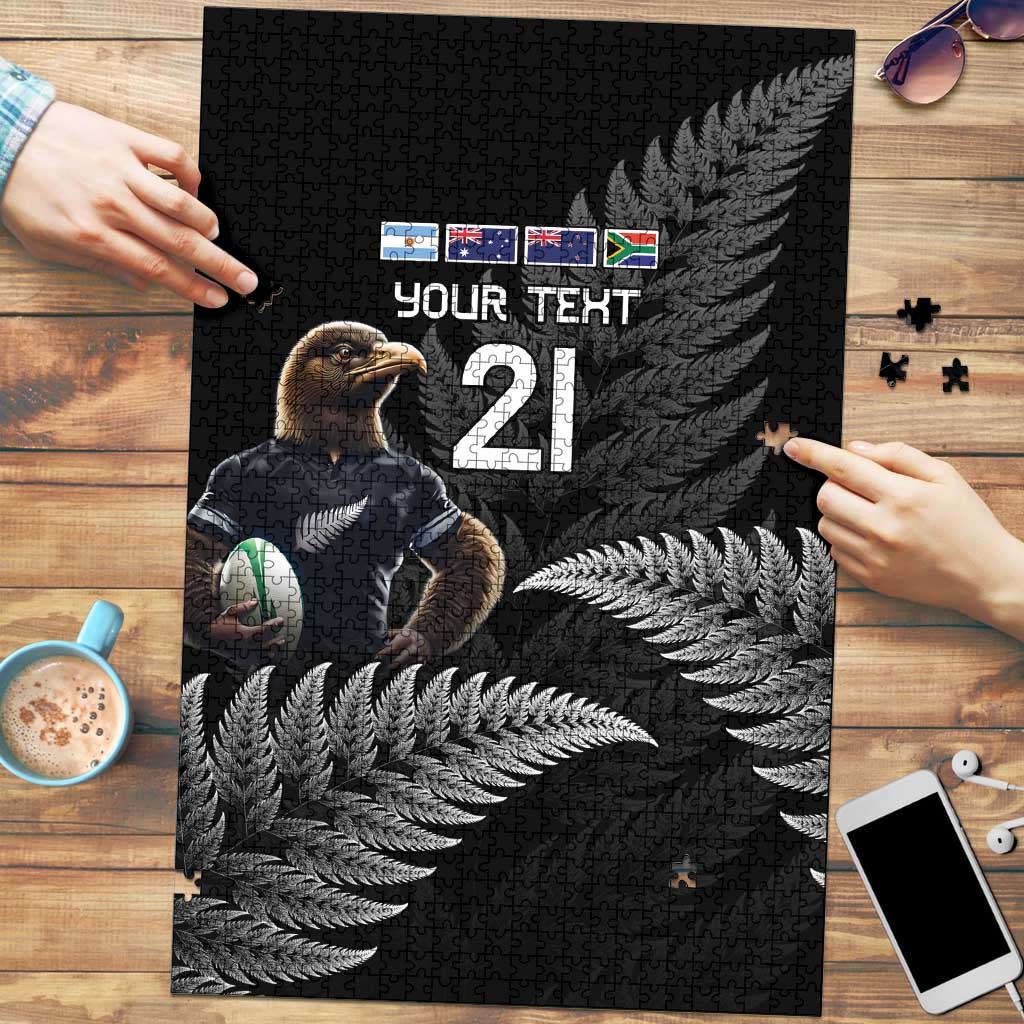 New Zealand Rugby Custom Puzzle Glory Be To Black Silver-fern - Aussie Hoodie