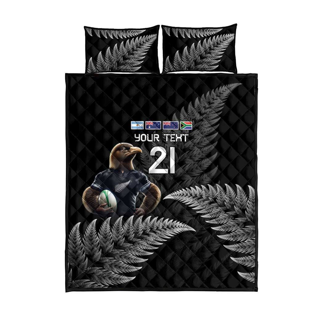 New Zealand Rugby Custom Quilt Bed Set Glory Be To Black Silver-fern - Aussie Hoodie