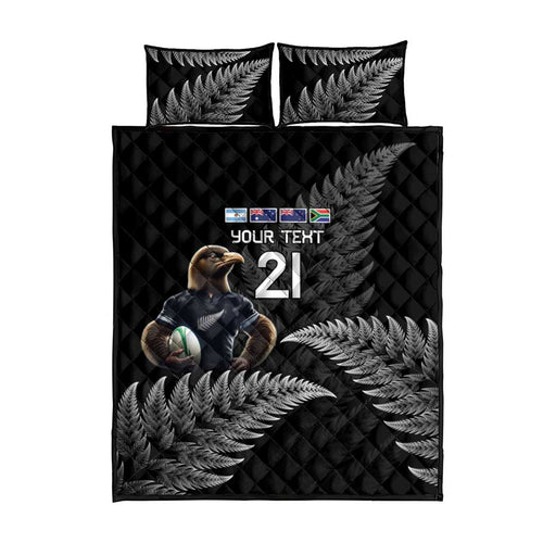 New Zealand Rugby Custom Quilt Bed Set Glory Be To Black Silver-fern - Aussie Hoodie