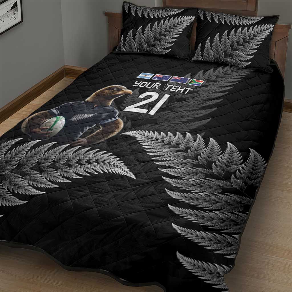 New Zealand Rugby Custom Quilt Bed Set Glory Be To Black Silver-fern - Aussie Hoodie