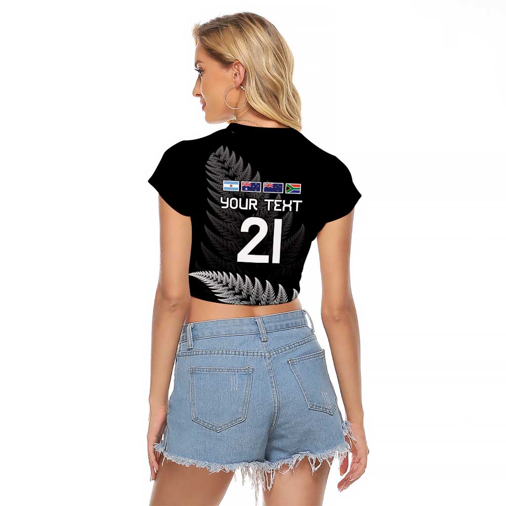 New Zealand Rugby Custom Raglan Cropped T Shirt Glory Be To Black Silver-fern - Aussie Hoodie