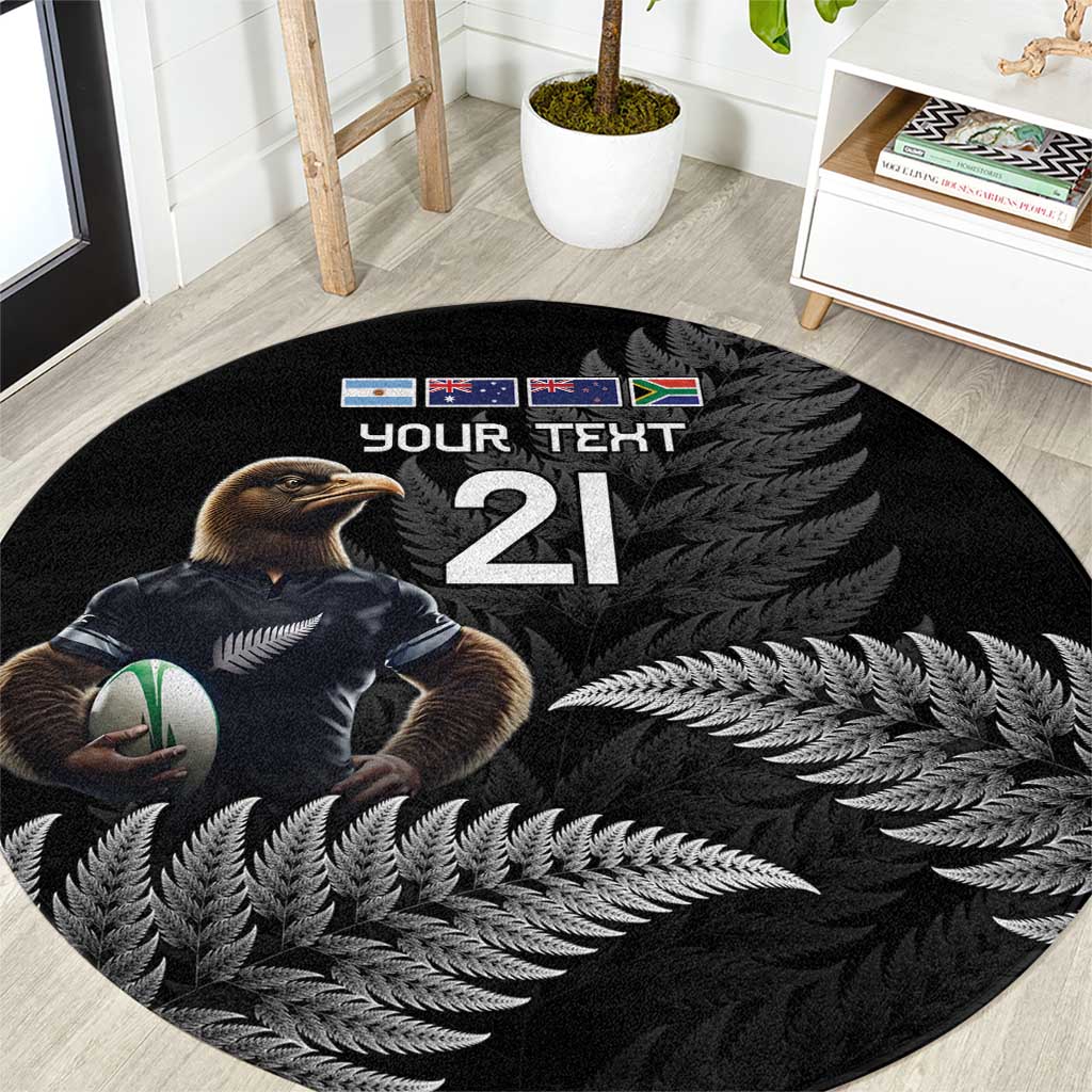 New Zealand Rugby Custom Round Carpet Glory Be To Black Silver-fern - Aussie Hoodie
