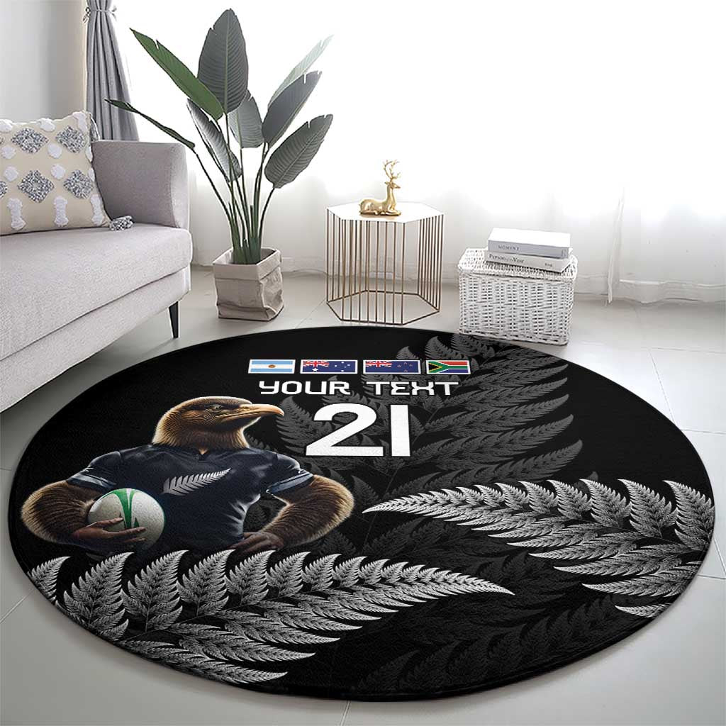 New Zealand Rugby Custom Round Carpet Glory Be To Black Silver-fern - Aussie Hoodie