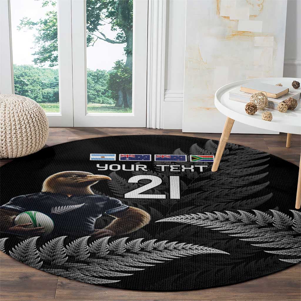 New Zealand Rugby Custom Round Carpet Glory Be To Black Silver-fern - Aussie Hoodie