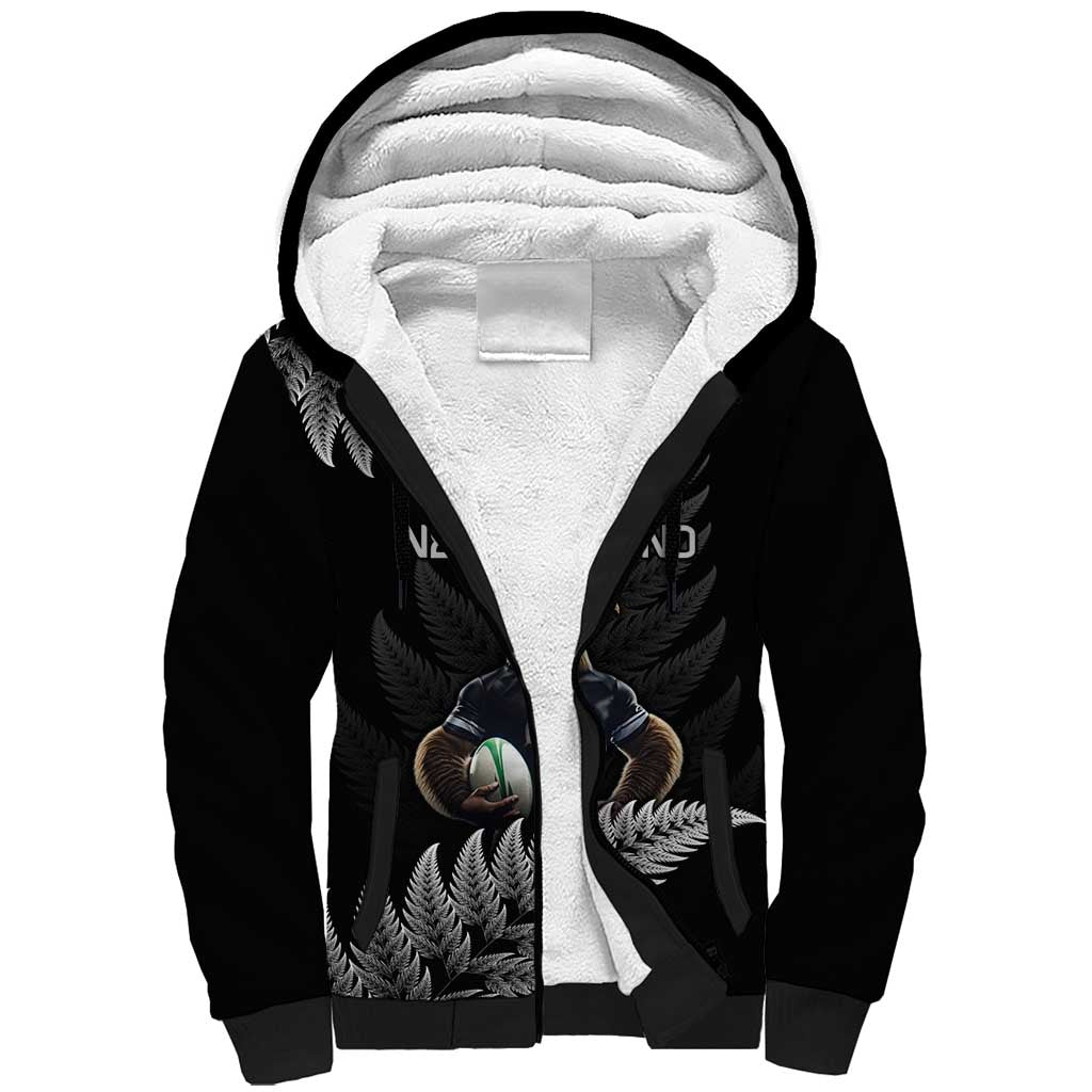 New Zealand Rugby Custom Sherpa Hoodie Glory Be To Black Silver-fern - Aussie Hoodie