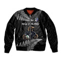 New Zealand Rugby Custom Sleeve Zip Bomber Jacket Glory Be To Black Silver-fern - Aussie Hoodie