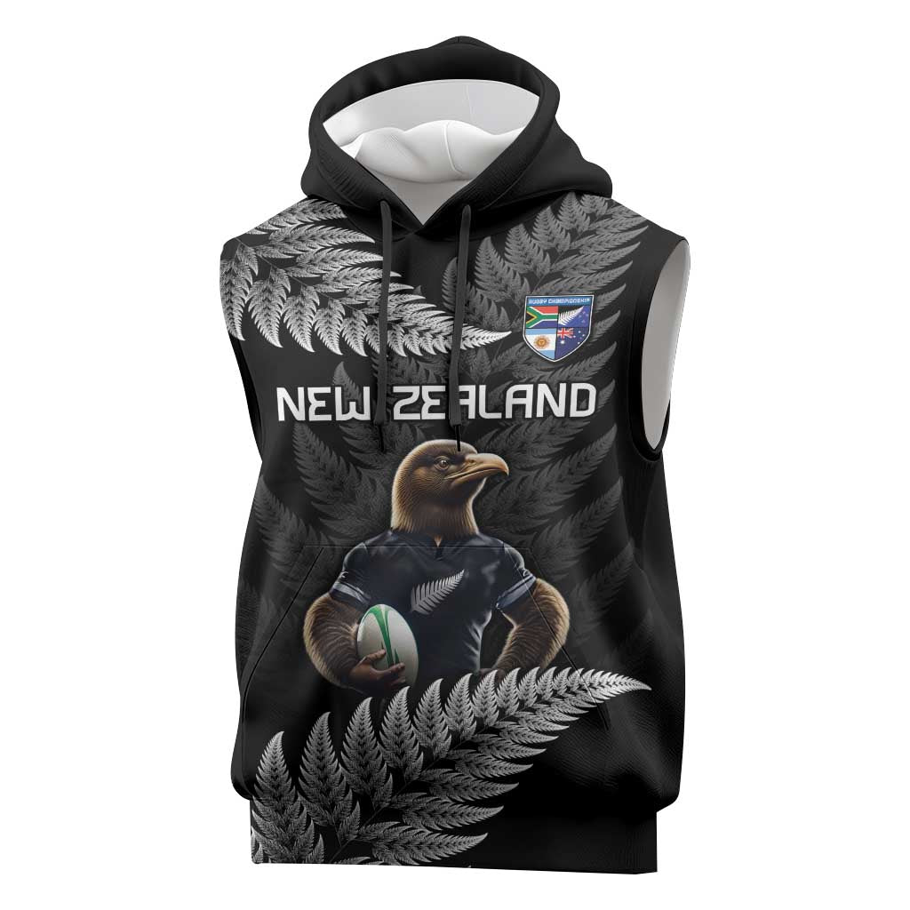 New Zealand Rugby Custom Sleeveless Hoodie Glory Be To Black Silver-fern - Aussie Hoodie
