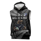 New Zealand Rugby Custom Sleeveless Hoodie Glory Be To Black Silver-fern - Aussie Hoodie