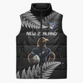 New Zealand Rugby Custom Sleeveless Puffer Jacket Glory Be To Black Silver-fern - Aussie Hoodie