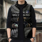 New Zealand Rugby Custom Sleeveless Puffer Jacket Glory Be To Black Silver-fern - Aussie Hoodie