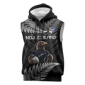 New Zealand Rugby Custom Sleeveless Zip Hoodie Glory Be To Black Silver-fern LT9