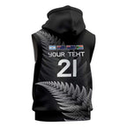 New Zealand Rugby Custom Sleeveless Zip Hoodie Glory Be To Black Silver-fern LT9