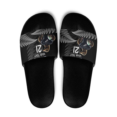New Zealand Rugby Custom Slide Sandals Glory Be To Black Silver-fern - Aussie Hoodie