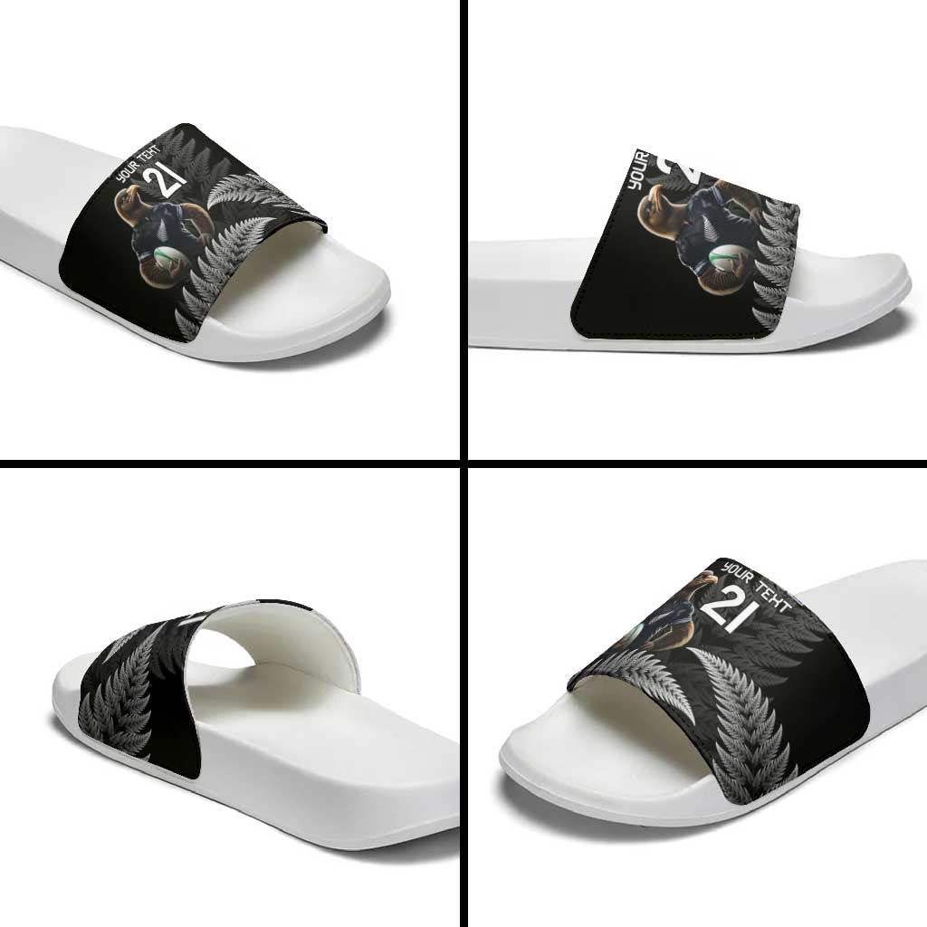 New Zealand Rugby Custom Slide Sandals Glory Be To Black Silver-fern - Aussie Hoodie