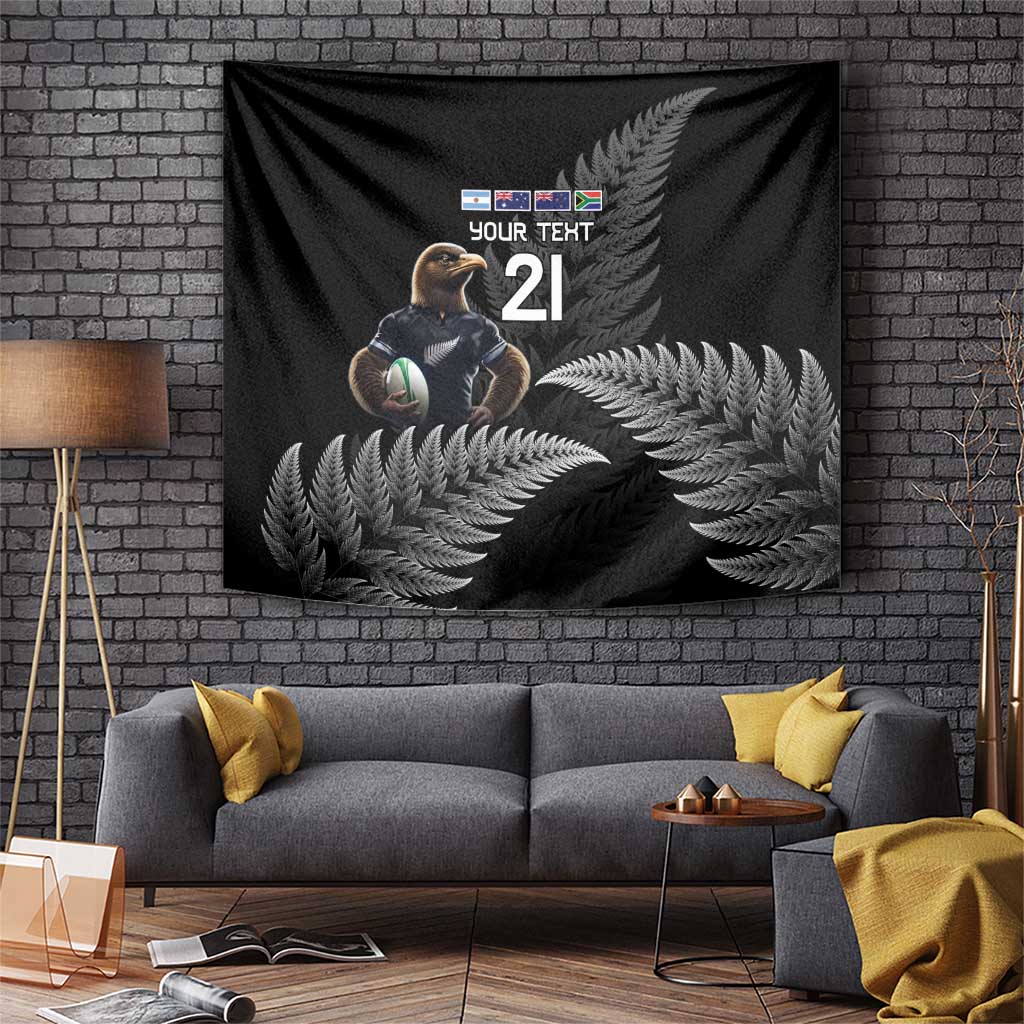 New Zealand Rugby Custom Tapestry Glory Be To Black Silver-fern - Aussie Hoodie