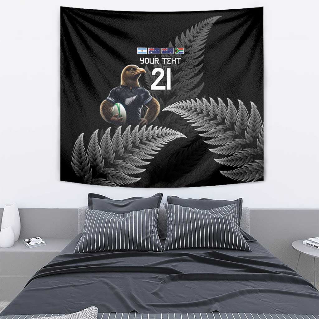 New Zealand Rugby Custom Tapestry Glory Be To Black Silver-fern - Aussie Hoodie