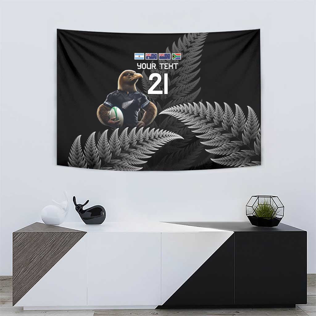 New Zealand Rugby Custom Tapestry Glory Be To Black Silver-fern - Aussie Hoodie