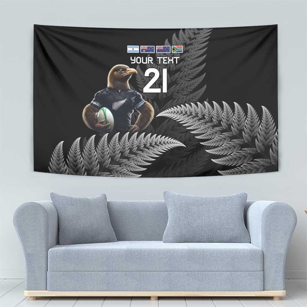 New Zealand Rugby Custom Tapestry Glory Be To Black Silver-fern - Aussie Hoodie