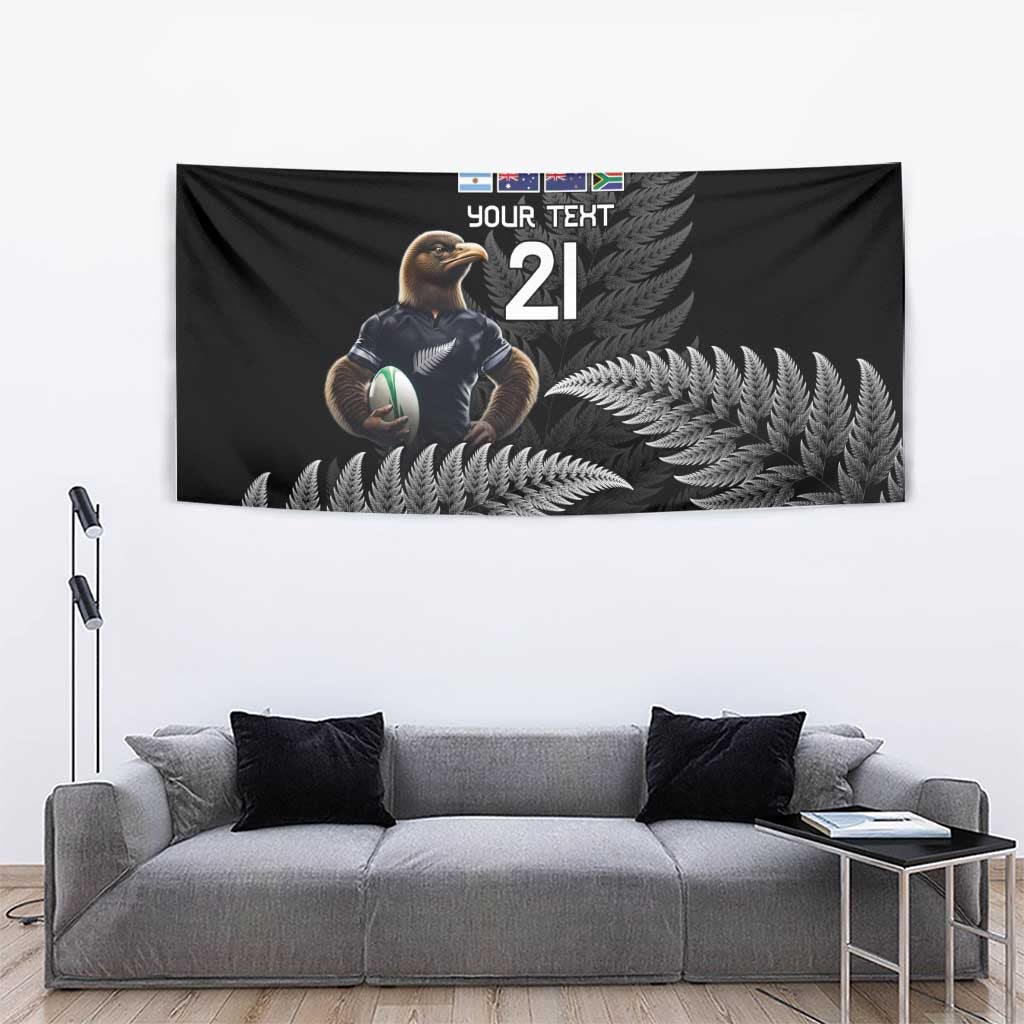 New Zealand Rugby Custom Tapestry Glory Be To Black Silver-fern - Aussie Hoodie