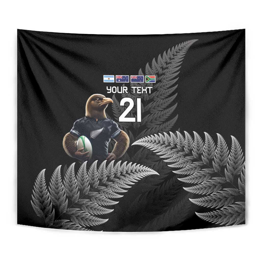 New Zealand Rugby Custom Tapestry Glory Be To Black Silver-fern - Aussie Hoodie