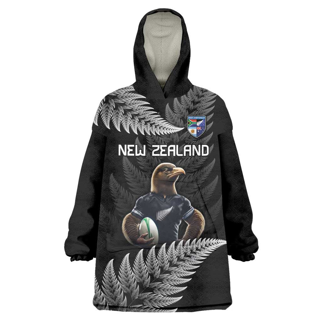New Zealand Rugby Custom Wearable Blanket Hoodie Glory Be To Black Silver-fern - Aussie Hoodie
