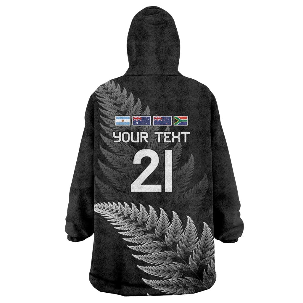 New Zealand Rugby Custom Wearable Blanket Hoodie Glory Be To Black Silver-fern - Aussie Hoodie