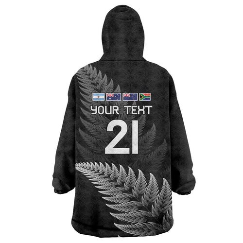 New Zealand Rugby Custom Wearable Blanket Hoodie Glory Be To Black Silver-fern - Aussie Hoodie