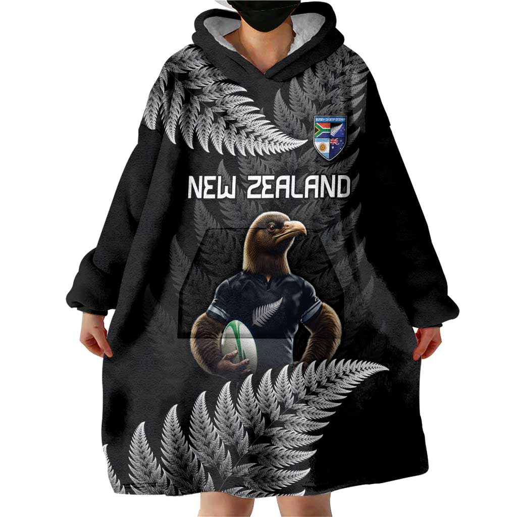 New Zealand Rugby Custom Wearable Blanket Hoodie Glory Be To Black Silver-fern - Aussie Hoodie