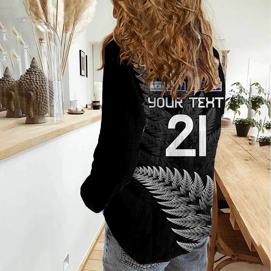 New Zealand Rugby Custom Women Casual Shirt Glory Be To Black Silver-fern - Aussie Hoodie