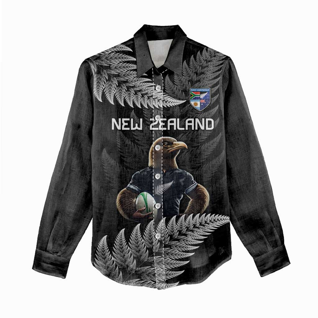 New Zealand Rugby Custom Women Casual Shirt Glory Be To Black Silver-fern - Aussie Hoodie