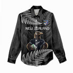 New Zealand Rugby Custom Women Casual Shirt Glory Be To Black Silver-fern - Aussie Hoodie