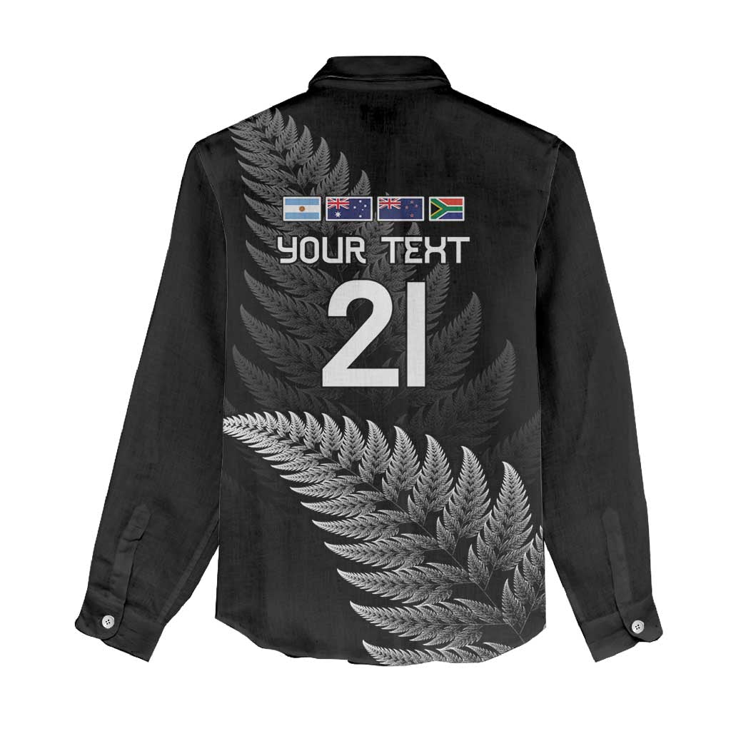 New Zealand Rugby Custom Women Casual Shirt Glory Be To Black Silver-fern - Aussie Hoodie