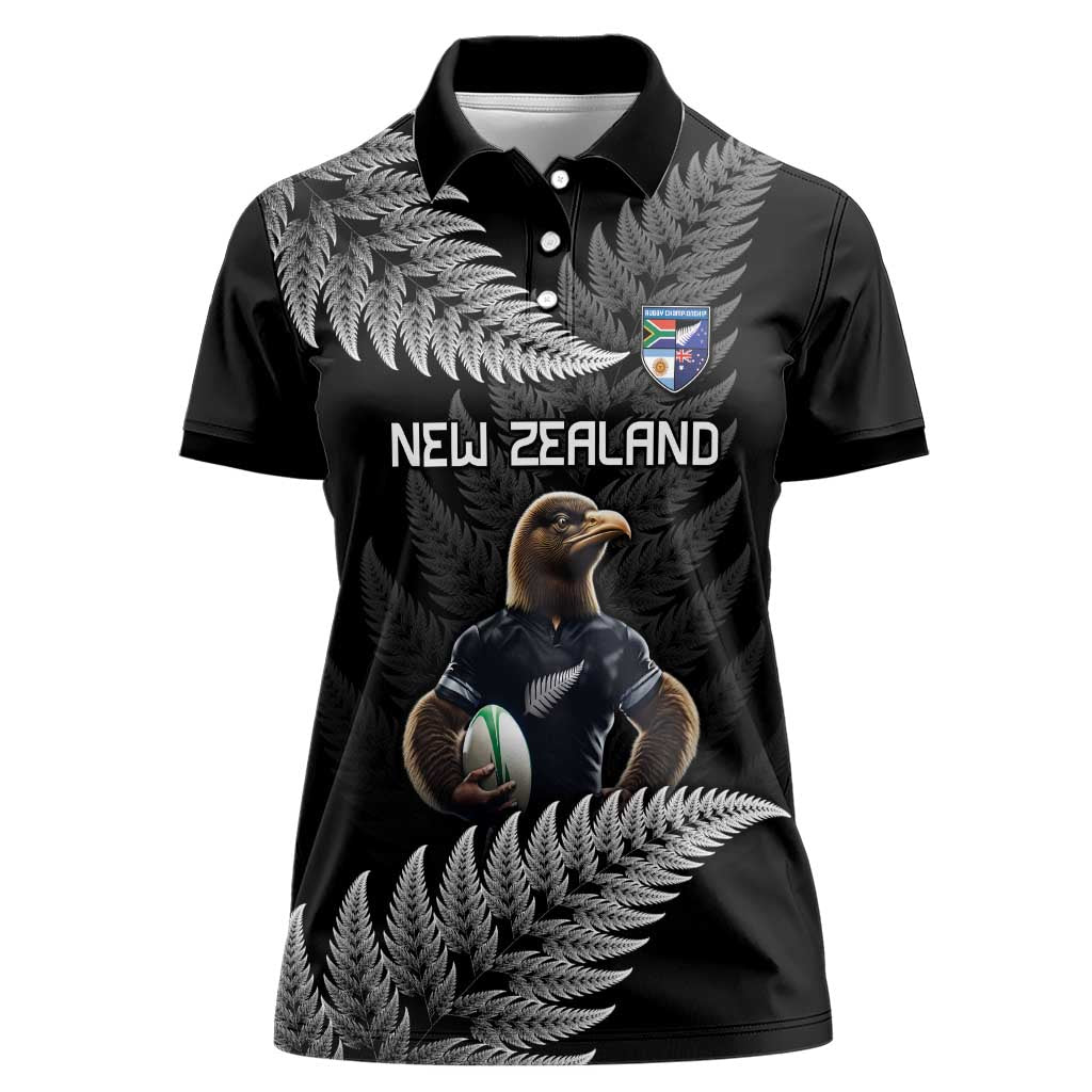 New Zealand Rugby Custom Women Polo Shirt Glory Be To Black Silver-fern - Aussie Hoodie