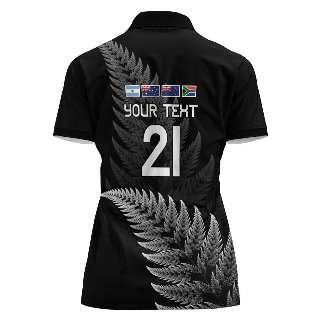 New Zealand Rugby Custom Women Polo Shirt Glory Be To Black Silver-fern - Aussie Hoodie