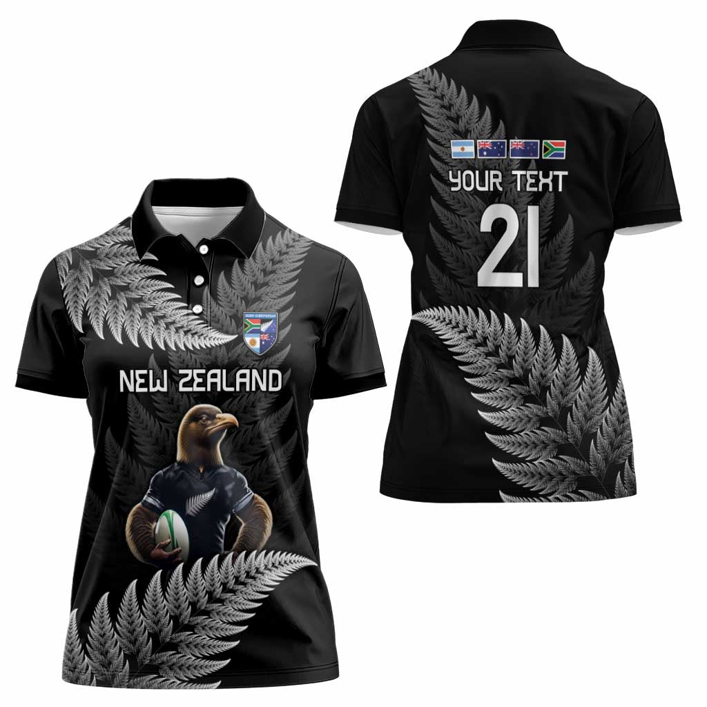 New Zealand Rugby Custom Women Polo Shirt Glory Be To Black Silver-fern - Aussie Hoodie