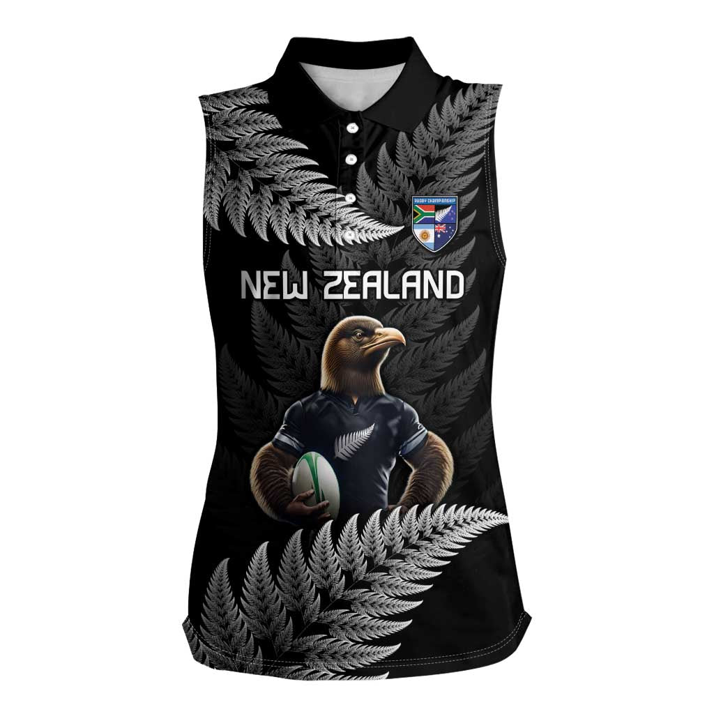 New Zealand Rugby Custom Women Sleeveless Polo Shirt Glory Be To Black Silver-fern - Aussie Hoodie