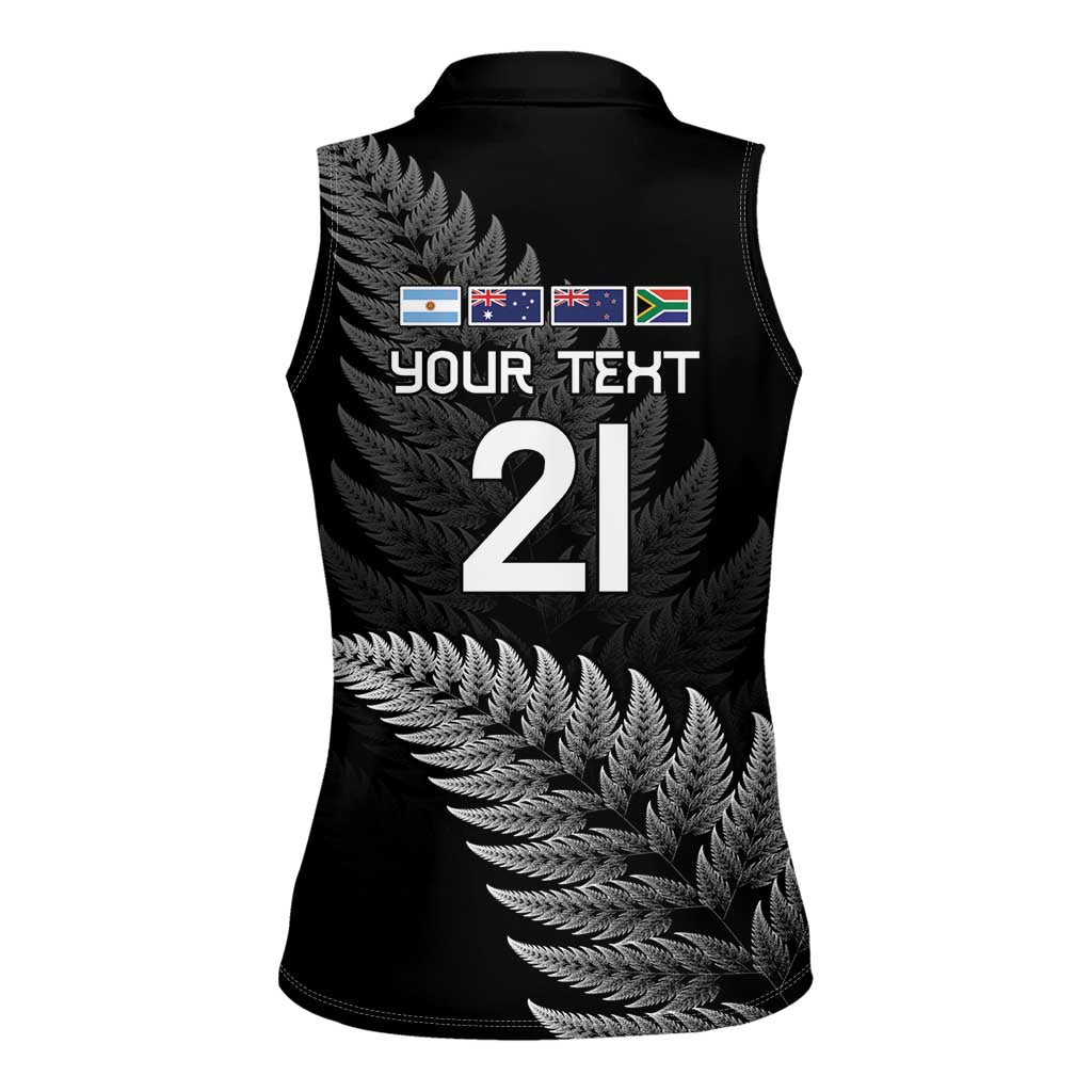 New Zealand Rugby Custom Women Sleeveless Polo Shirt Glory Be To Black Silver-fern - Aussie Hoodie
