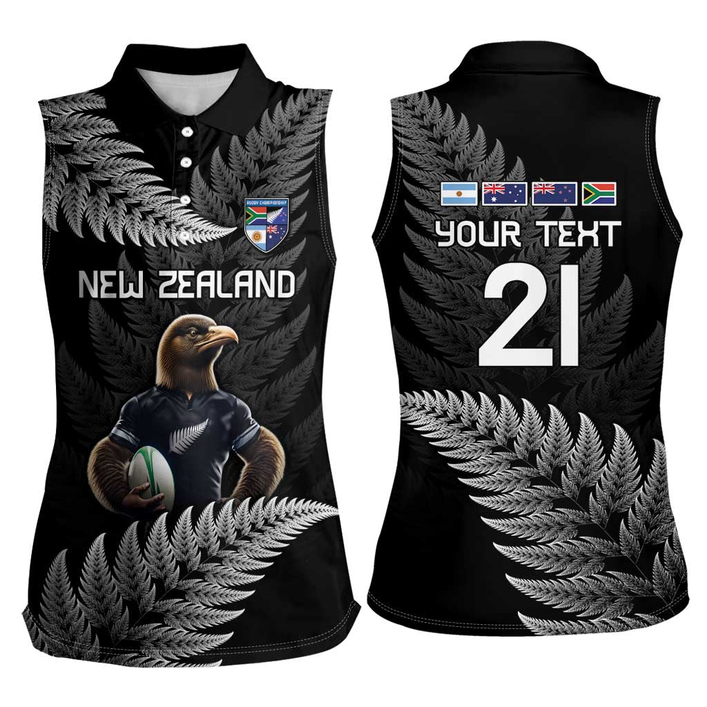 New Zealand Rugby Custom Women Sleeveless Polo Shirt Glory Be To Black Silver-fern - Aussie Hoodie