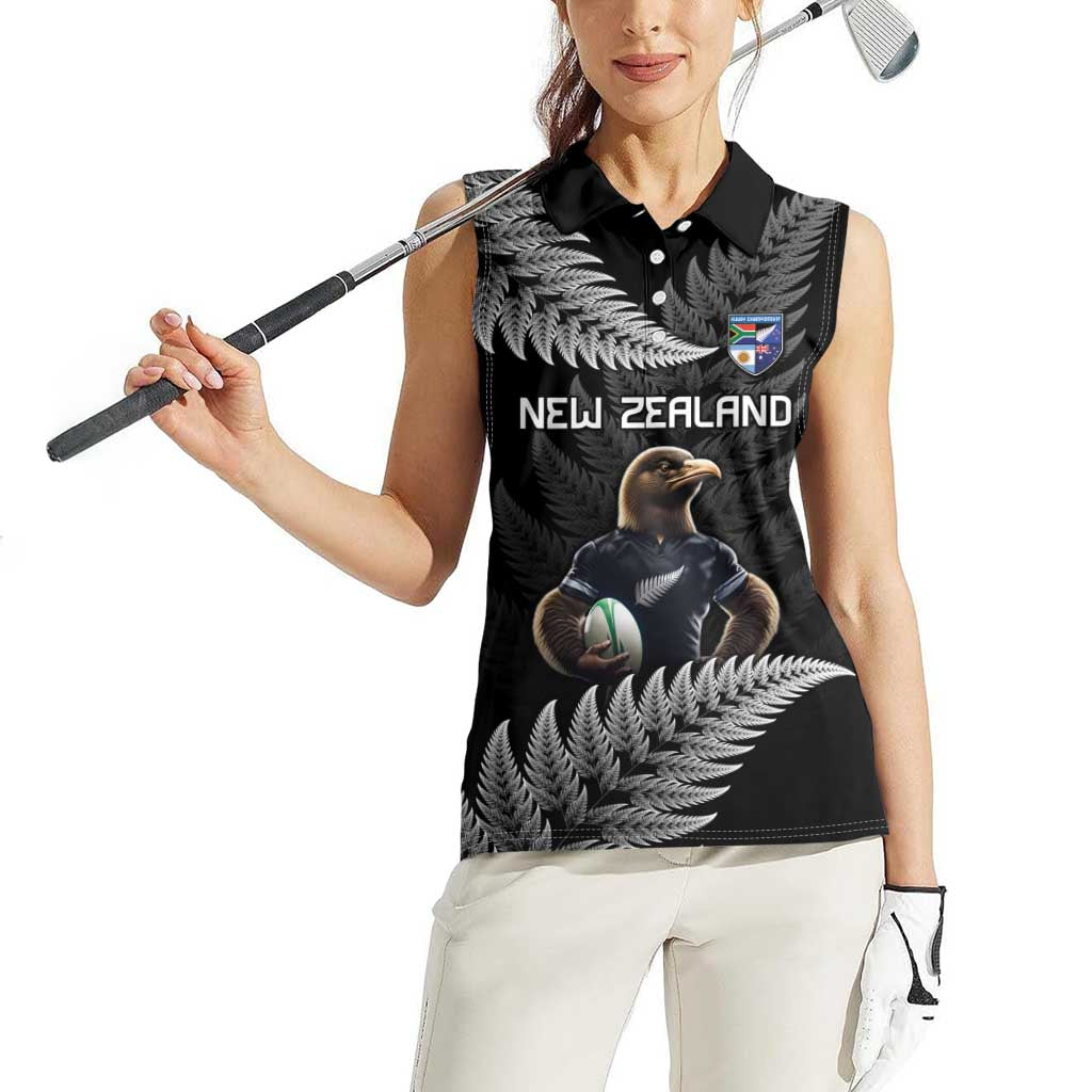 New Zealand Rugby Custom Women Sleeveless Polo Shirt Glory Be To Black Silver-fern - Aussie Hoodie