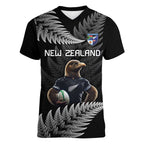 New Zealand Rugby Custom Women V-Neck T-Shirt Glory Be To Black Silver-fern - Aussie Hoodie