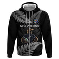 New Zealand Rugby Custom Zip Hoodie Glory Be To Black Silver-fern - Aussie Hoodie