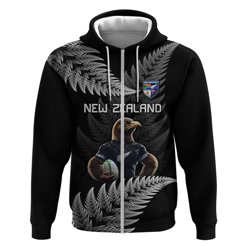 New Zealand Rugby Custom Zip Hoodie Glory Be To Black Silver-fern - Aussie Hoodie
