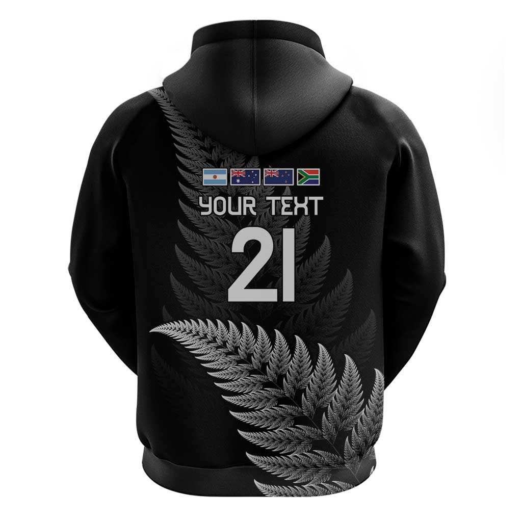 New Zealand Rugby Custom Zip Hoodie Glory Be To Black Silver-fern - Aussie Hoodie