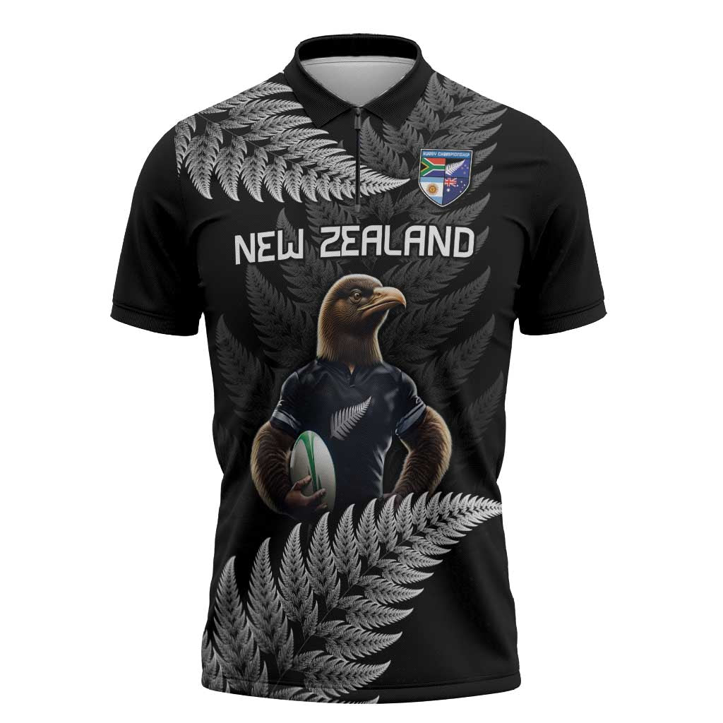 New Zealand Rugby Custom Zipper Polo Shirt Glory Be To Black Silver-fern - Aussie Hoodie