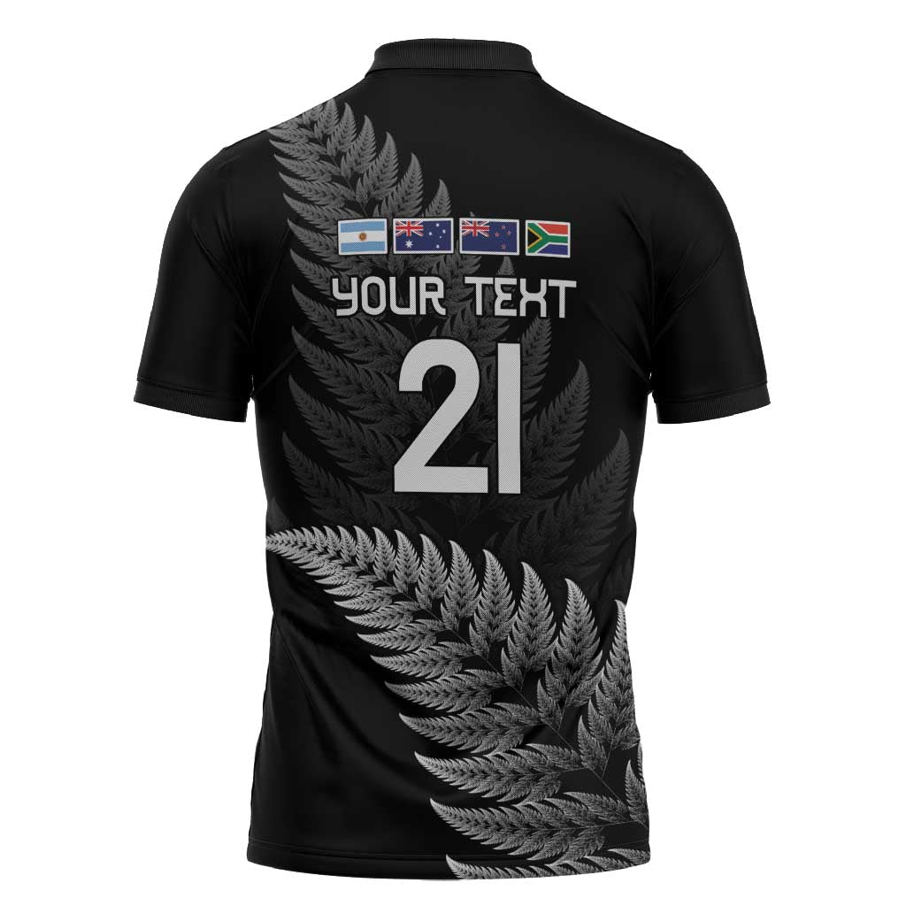 New Zealand Rugby Custom Zipper Polo Shirt Glory Be To Black Silver-fern - Aussie Hoodie