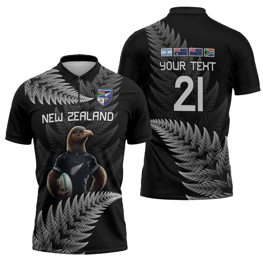 New Zealand Rugby Custom Zipper Polo Shirt Glory Be To Black Silver-fern - Aussie Hoodie