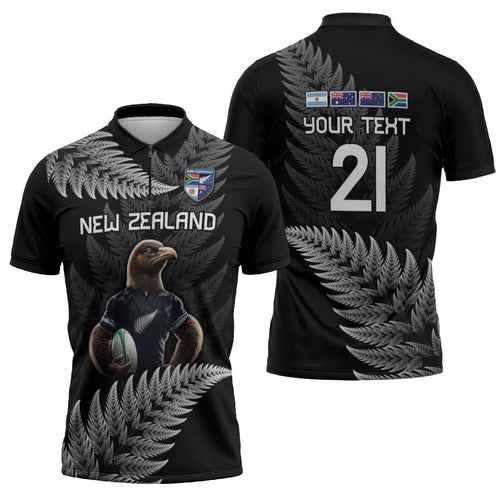 New Zealand Rugby Custom Zipper Polo Shirt Glory Be To Black Silver-fern - Aussie Hoodie