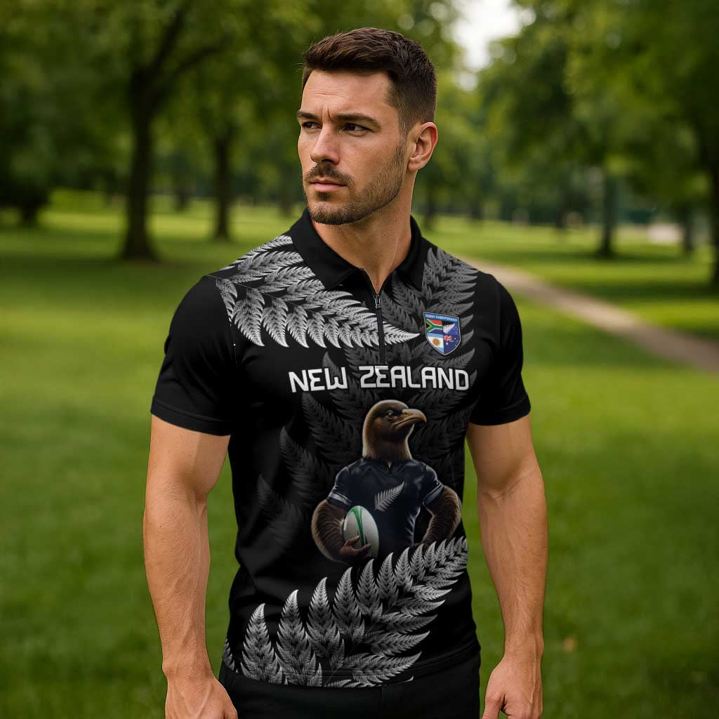 New Zealand Rugby Custom Zipper Polo Shirt Glory Be To Black Silver-fern - Aussie Hoodie